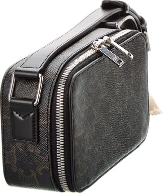 Celine Mini Triomphe Canvas & Leather Messenger Box Bag